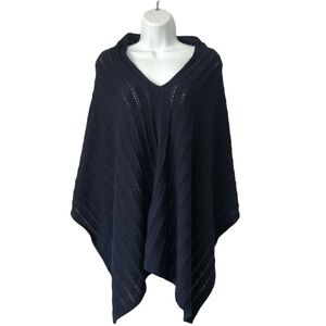 J. Jill Navy Blue Knit Ribbed Poncho - OS